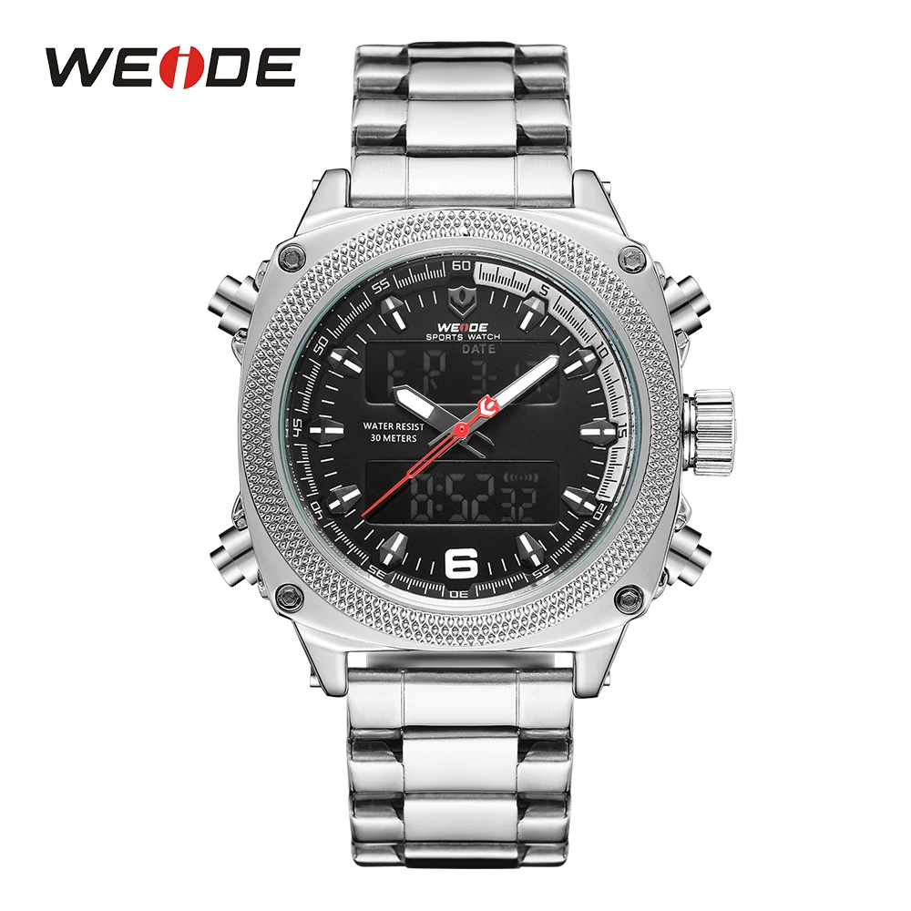 WEIDE 2019 мужские повседневные Спортивные кварцевые наручные часы с двойным