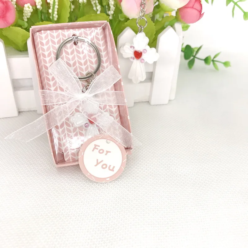 Pink Box for Girl 50 шт. Детские крестины вечерние подарки брелок в виде креста в подарочной коробке распятие брелок свадебные сувениры - Цвет: Pink Box for Girl