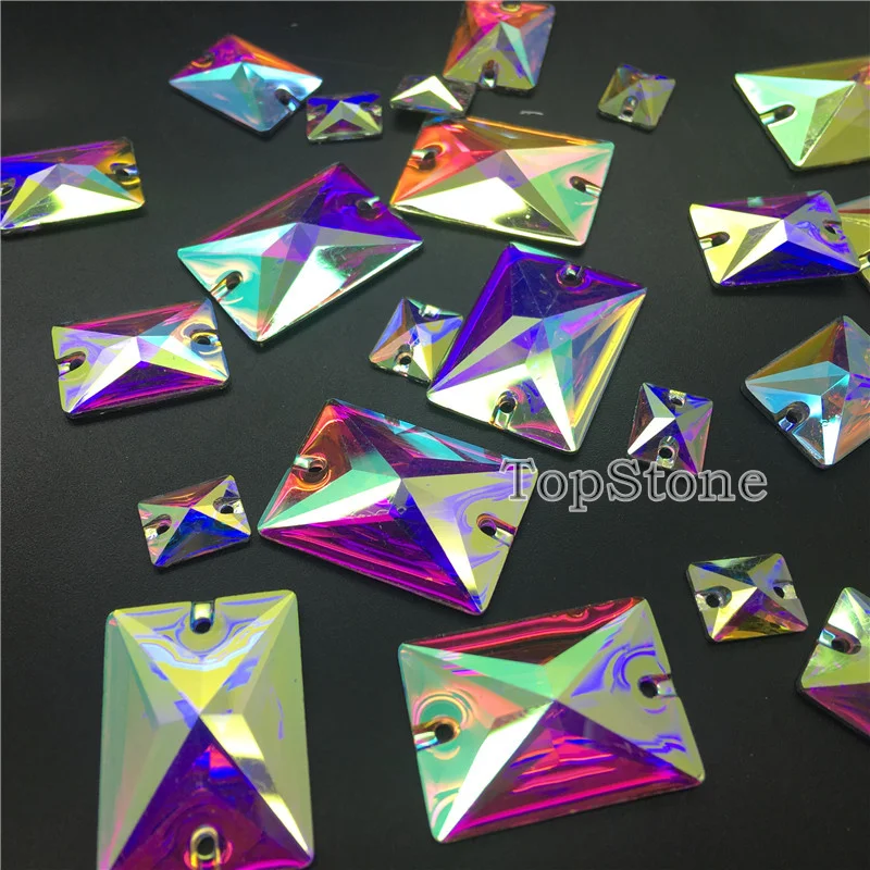 TopStone Crystal AB прямоугольная смола стразы искусственный кристалл 8x10 13x18 18x25 мм