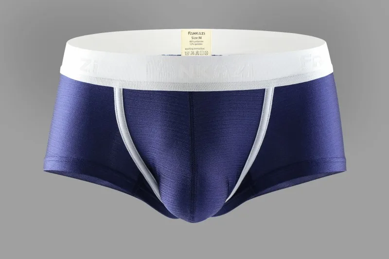 Navy blue Нижнее белье для мужчин, сексуальные, новые, шелковые, яркие, блестящие, мини боксеры для геев, мужские, с мешочком, модные, атласные, розовые, синие, брендовые трусы - Цвет: Navy blue