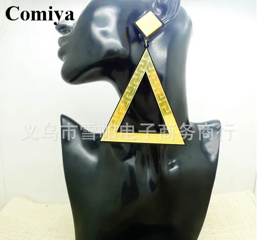 Новые золотые капли большие геометрические треугольники подвесные серьги панк стиль бижутерия серьги на.