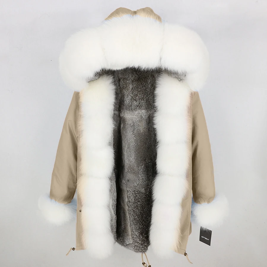 26 OFTBUY, новинка, зимняя куртка, Женская длинная парка, воротник из белого лисьего меха, капюшон, толстая, теплая, подкладка из меха кролика, верхняя одежда, уличная одежда, новинка - Цвет: 26