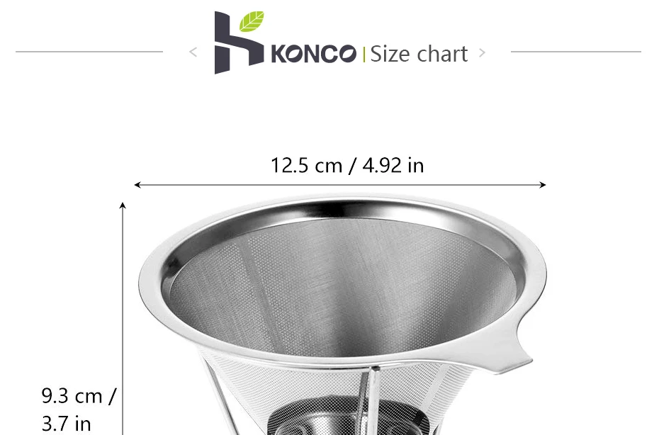 KONCO капельница для кофе из нержавеющей стали с подставкой, конусный фильтр для капельного кофе, многоразовый фильтр для кофе