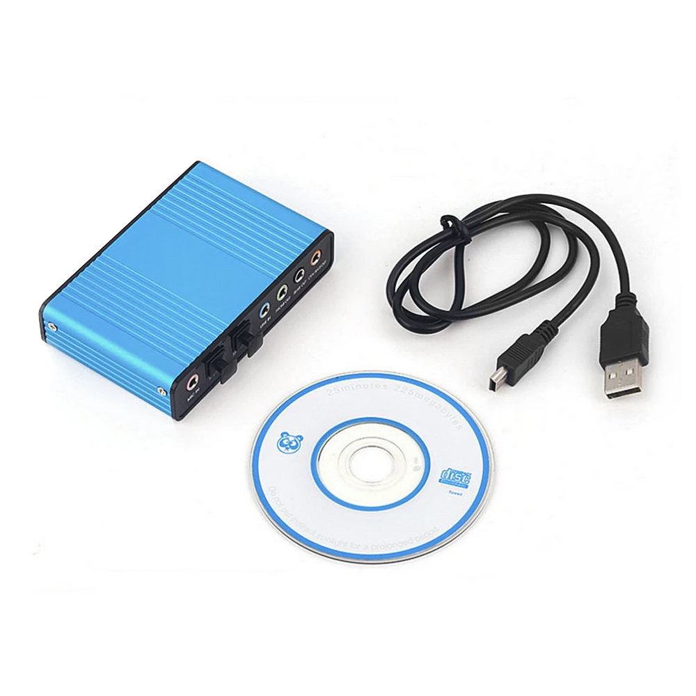 Синяя 6 канальная внешняя звуковая карта 5 1 объемный звук USB 2 0 оптическая адаптер