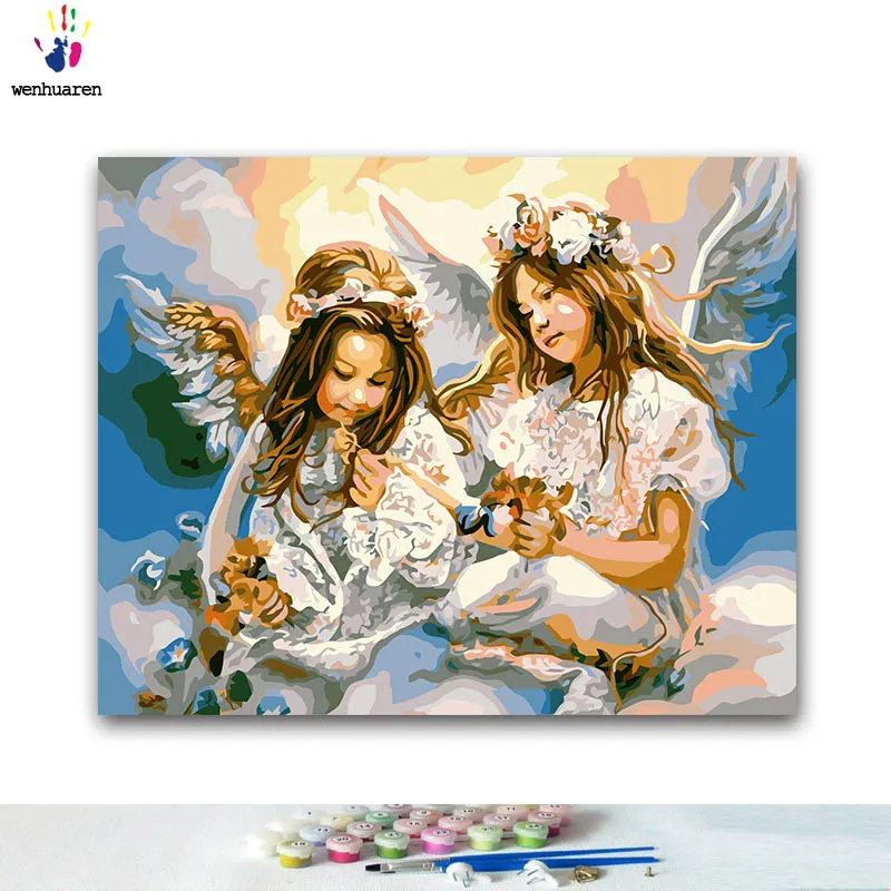 DIY Coloring paint by numbers Angel girl paintings with kits 40x50 framed | Дом и сад