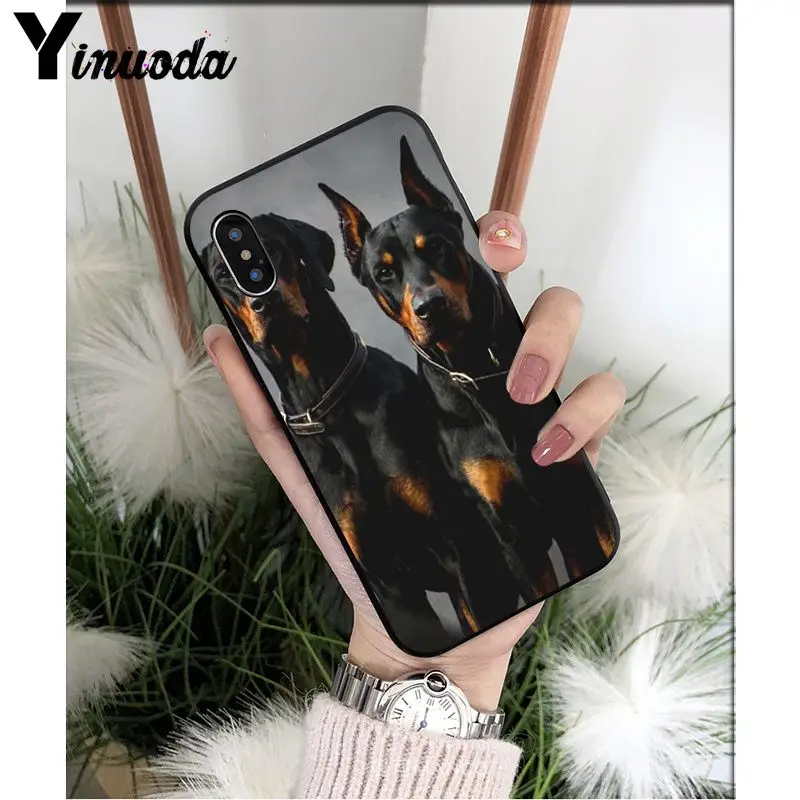 Yinuoda черный такса собака добермана ТПУ мягкий чехол для телефона Apple iPhone 8 7 6S Plus X XS MAX 5 5S SE XR мобильный чехол