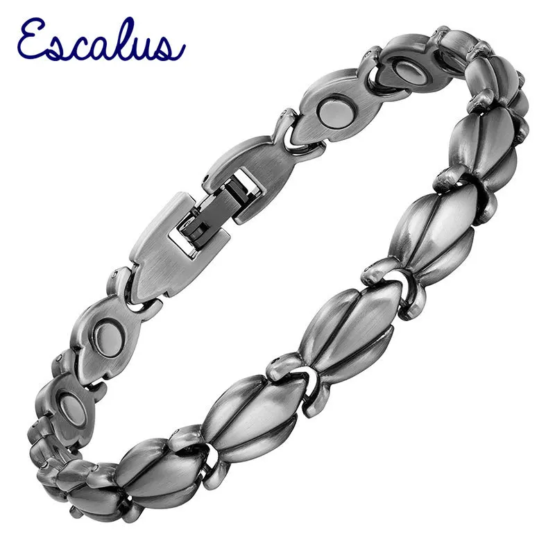 

Escalus Unisex Antique Silver Magnetic Bracelet Wristband Bio Healing Magnets Classic Health Jewelry Gift Bangle Charm