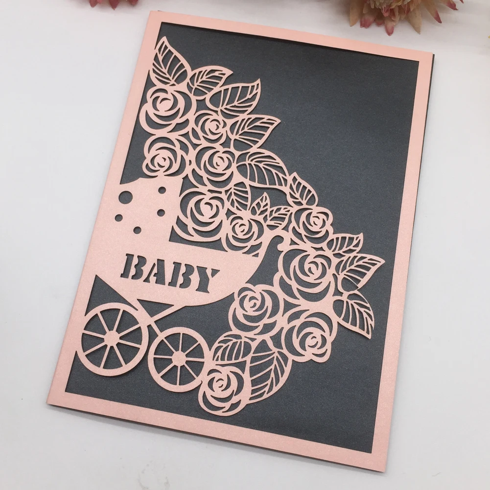 30 шт. Новая лазерная резка перламутровая бумага Blessing Card Baby Shower девочка мальчик 1 день рождения вечерние украшения карточка приглашения карта