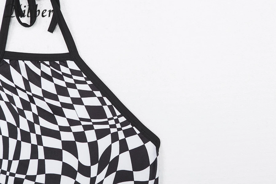 Nibber/Новинка, черно-белые женские короткие топы в клетку, camisole, модный сексуальный пляжный отдых, досуг, топик без спинки, топы