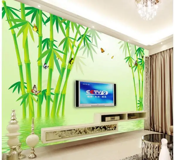

Индивидуальные 3d обои 3d ТВ настенная бумага фрески бамбук отражение ТВ установка Настенные обои