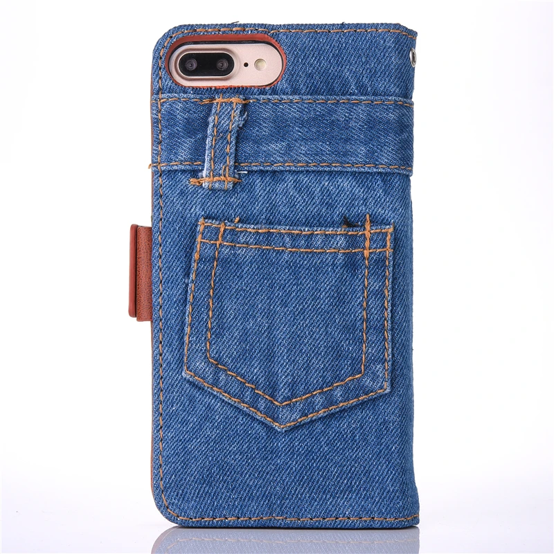Роскошный кожаный чехол бумажник из джинсовой кожи для iphone X 6 6S 7 8 Plus книжка с