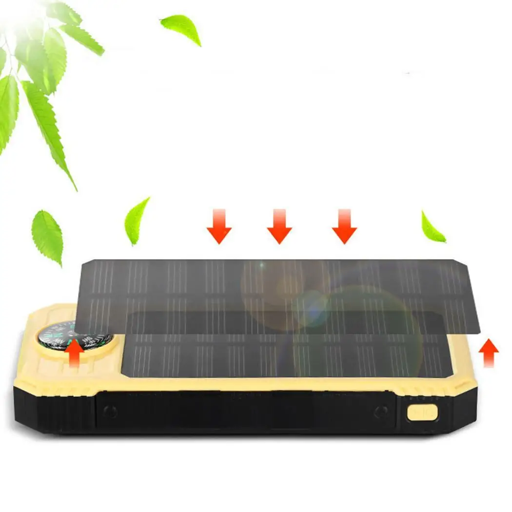 Топ солнечной энергии банк водонепроницаемый 30000 мАч Солнечное зарядное
