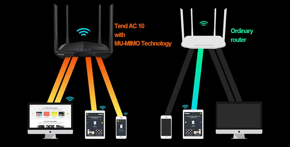Tenda AC10 1200 Мбит/с беспроводной Wi-Fi маршрутизатор двухдиапазонный 2,4G/5G 1 WAN+ 3 LAN гигабитный порт 802.11AC 1 ГГц процессор 128 DDR3 умное управление приложением