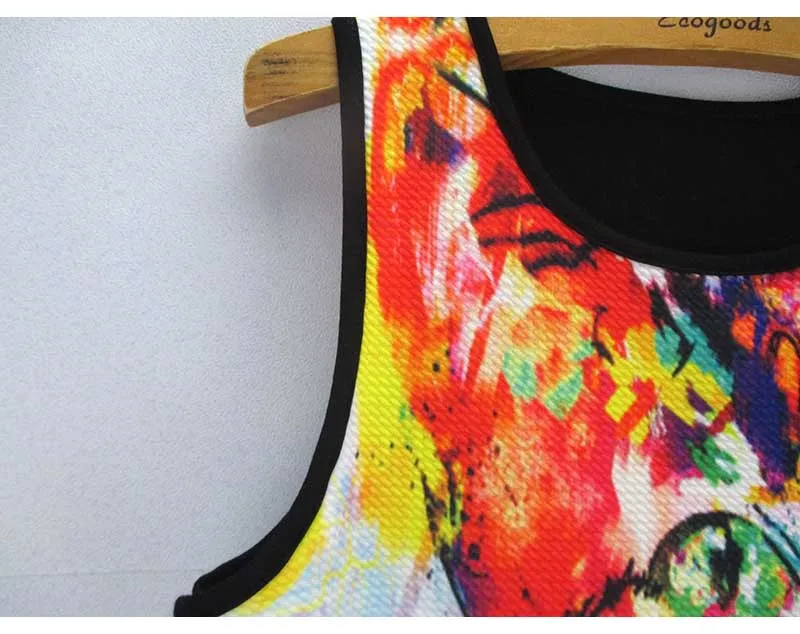 Женский короткий топ с принтом абстрактного граффити и кошки новинка 2016 модные