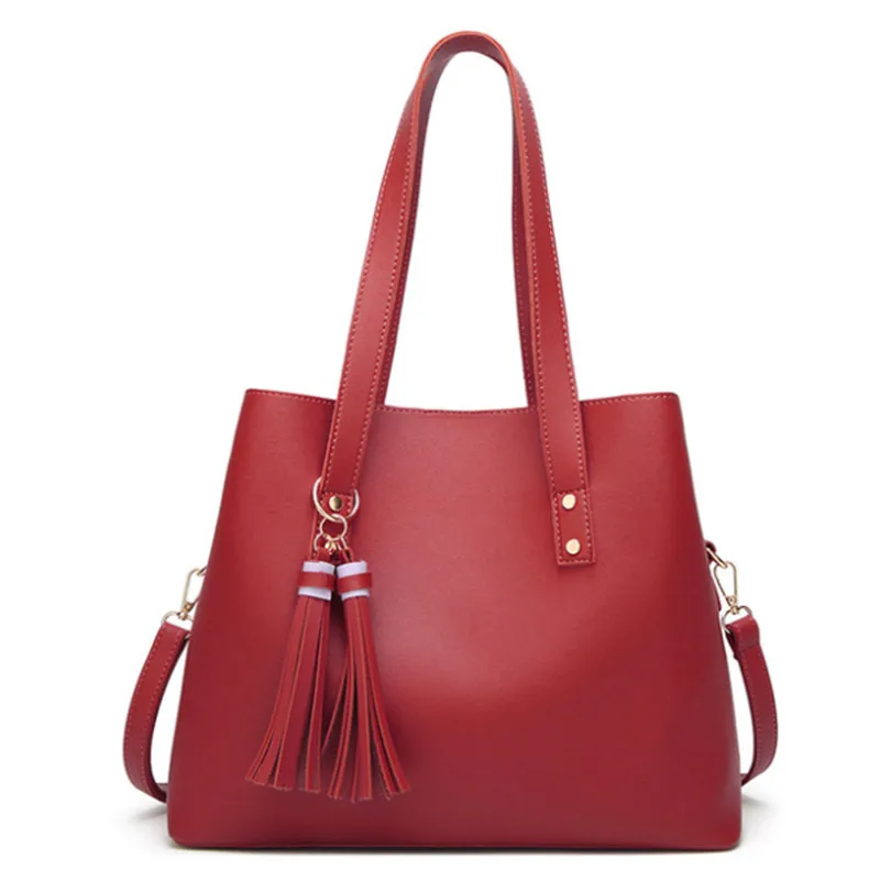 Винтажные женские сумочки-ведра из искусственной кожи мессенджер с кисточками