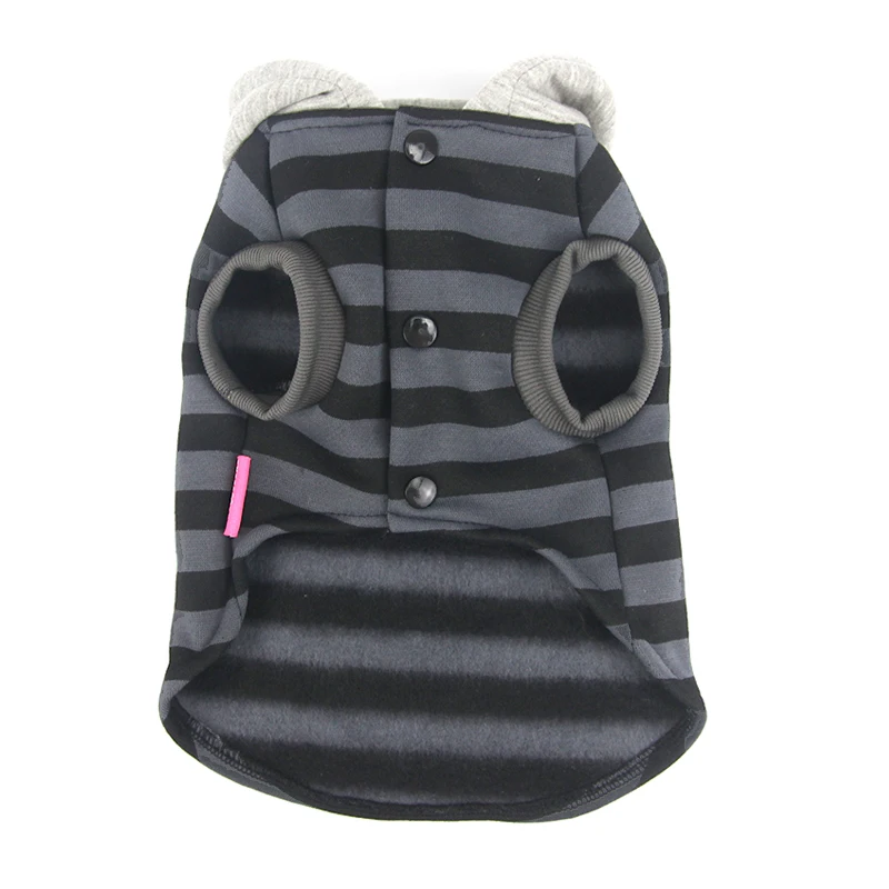 Pet Dog Coat Jacket Autumn&Winter Dog Clothes For Small Medium Dogs Thick Cotton Coat Black Striped Bear Pattern Hoodie XXL
