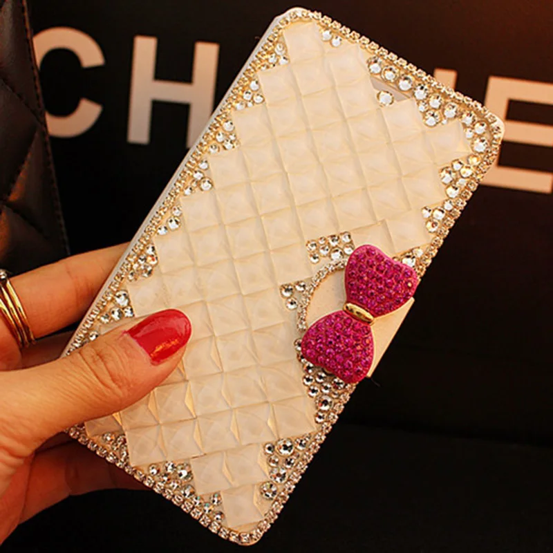 Бантом Кристалл кожа Диаманта bling coque Case Для Samsung Galaxy J7 премьер-J2 J3 J5 Премьер-S7 плюс