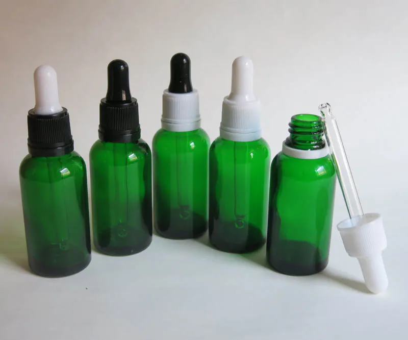 wholesale High quality 30ml green glass dropper bottle, liquid glass bottle with dropper, 1oz glass bottle with pipette