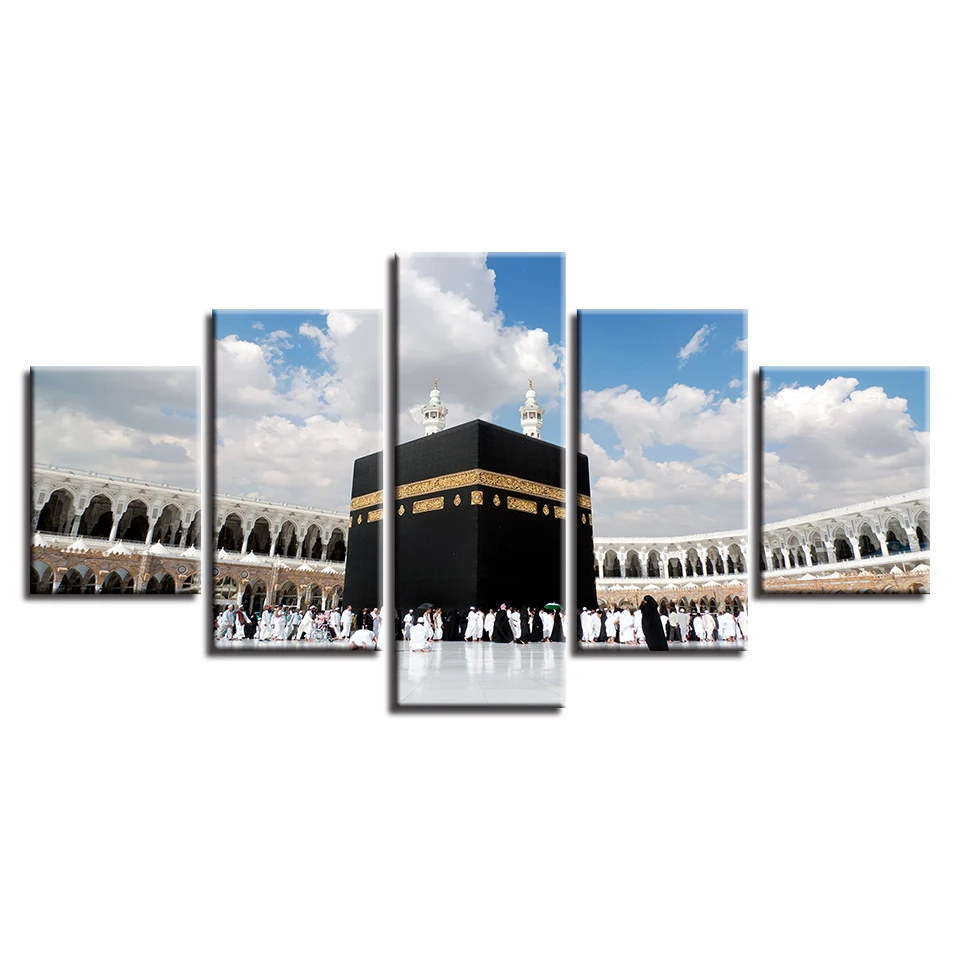 Современная печать рамки холст картины 5 штук Masjid аль Харам пейзаж постеры