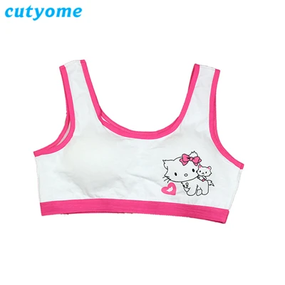 Cutyome/маленькие бюстгальтеры для девочек-подростков, хлопковый Съемный мягкий тонкий спортивный бюстгальтер для детей, комфортное детское нижнее белье для девушек - Цвет: Rose Red Girls Bra