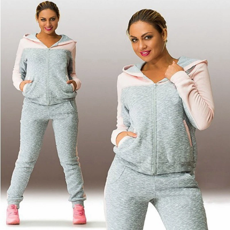 

S M L XL XXL XXXL XXXXL New Autumn Tracksuit Women Hoodies 2-Piece Set Green /Pink (Hooded Sweatshirt+Long Pants) Leisure Suit