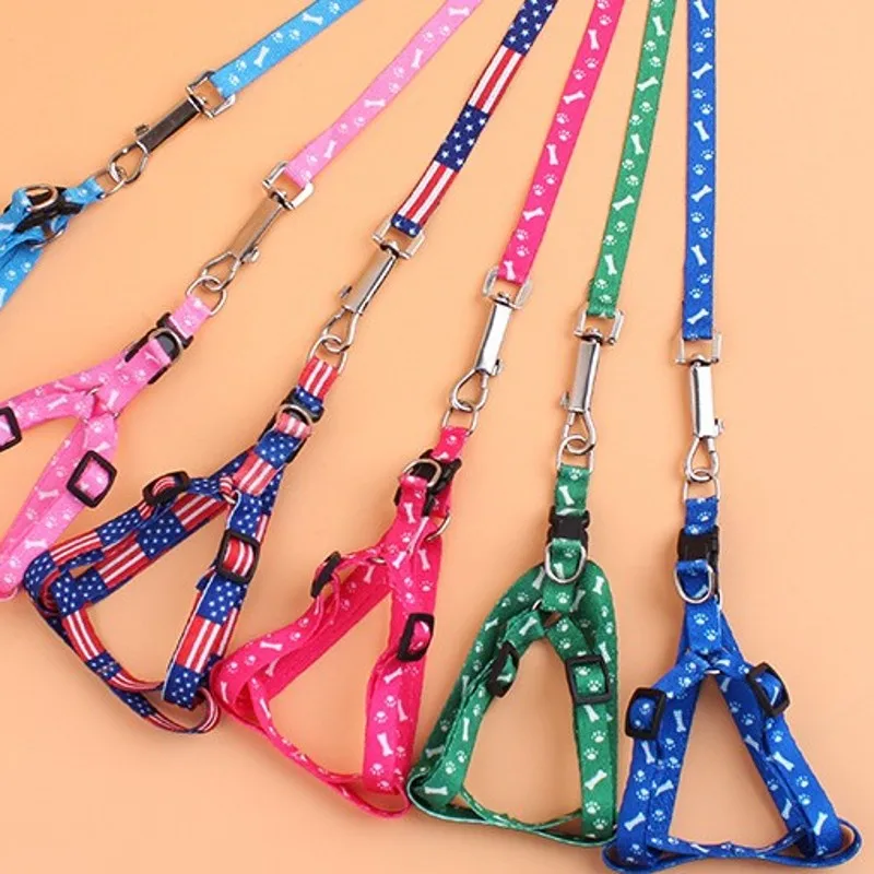 Новый мульти стиль поводок полиэстер печать щенок кошка с регулируемыми