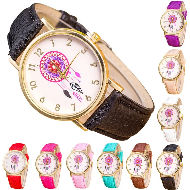 9 цветов МОДНЫЕ ЖЕНСКИЕ НАРЯДНЫЕ часы кварцевые с рисунком Ловца снов relojes mujer