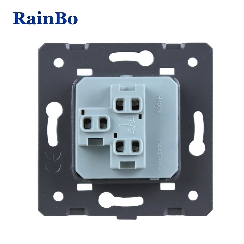 RainBo 1gan2way-кнопочный переключатель-части пластик-материалы DIY-функция аксессуара-ключ настенный выключатель ЕС-стандарт A712W/B