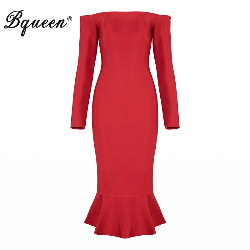 Bqueen 2017 новое поступление Повседневное платье русалки с открытыми плечами