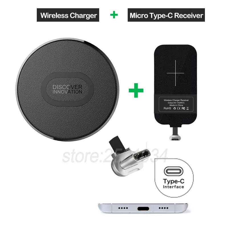 Nillkin Мини Qi Беспроводное зарядное устройство+ usb type C приемник Беспроводная зарядка для huawei Honor 9 10 20 P9 P30 P20 Lite mate 20 9 10 Pro - Тип штекера: Charger-TypeC Tag