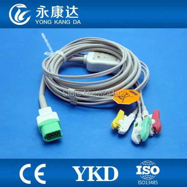 Совместимость с dateascope Passport V V12 и V21 встроенный 3 свинцовый ECG кабель leadwire IEC