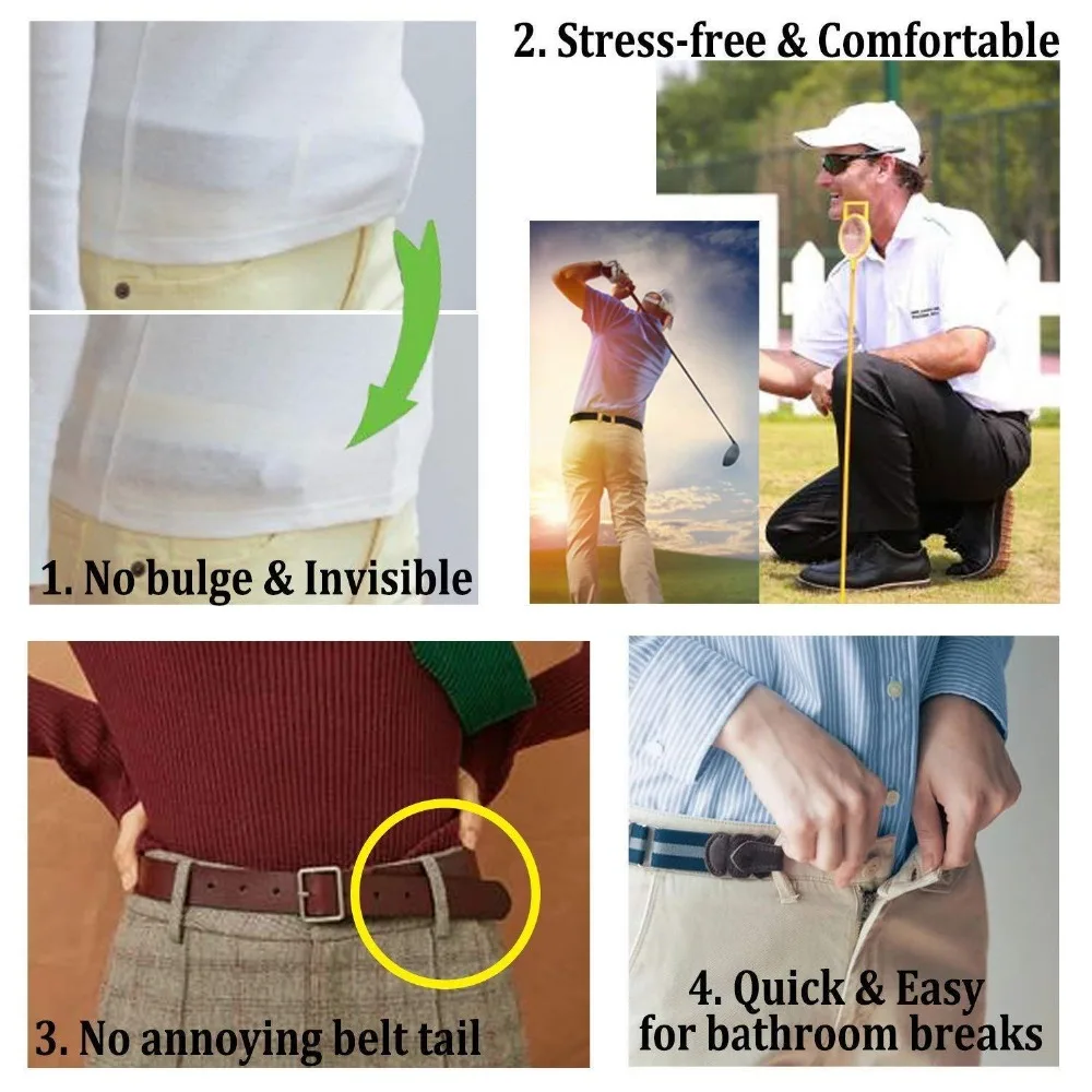 Ремень без пряжки для джинсов и брюк эластичный пояс мужчин женщин ремень хлопот