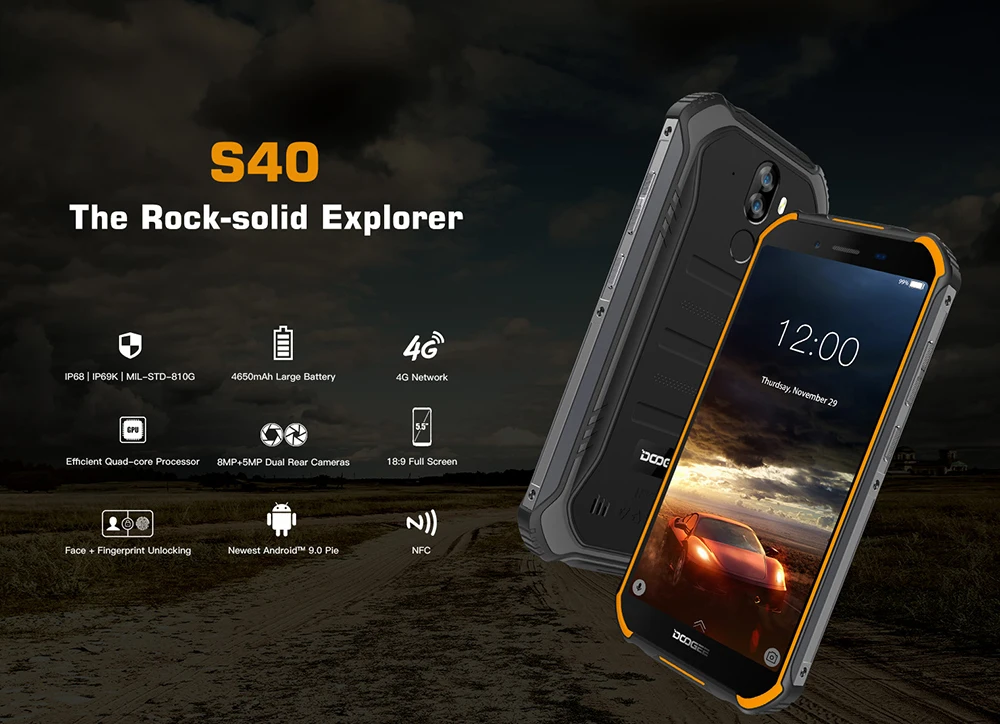 DOOGEE IP68 водонепроницаемый смартфон 5," 4650 мАч MT6739 четырехъядерный 3 ГБ+ 32 ГБ Android 9,1 МП NFC 4G мобильный телефон