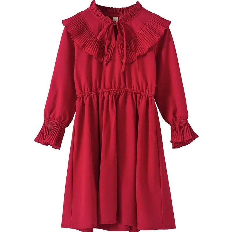 Back To School Clothing Long Sleeve Girl Dress Baby Clothes Teenage Girls Dresses Flare Red Orange Spring Autumn 2019 New | Детская