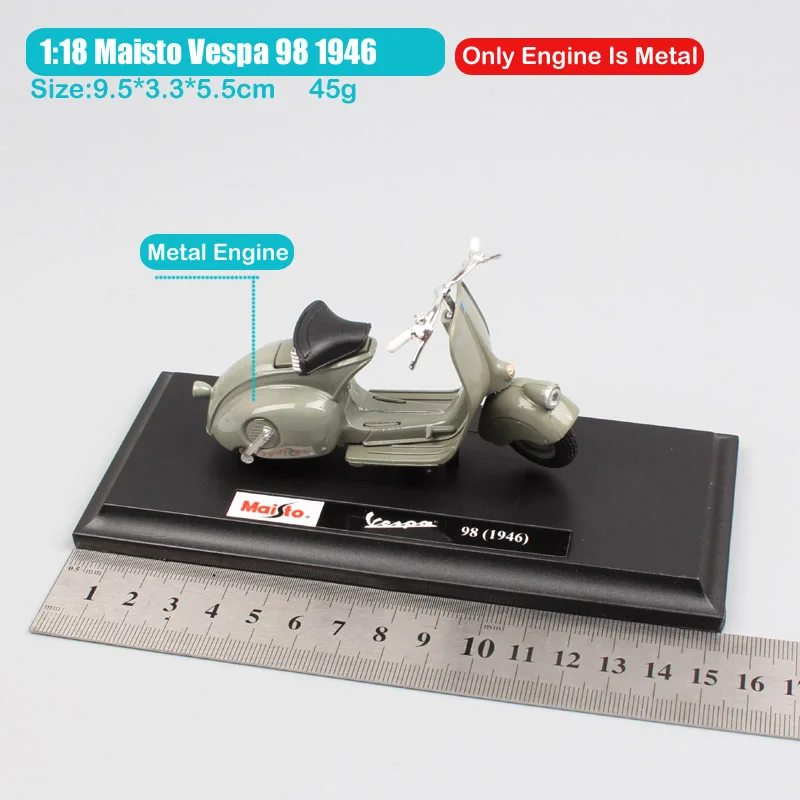 Vespa 98 1946 1:18 весы piaggio vespa скутер 98 PK 125 GTR P150X 300 MP5 Primavera GTS мото rcycle мото велосипед литые автомобили игрушки модель детей - Цвет: Vespa 98 1946