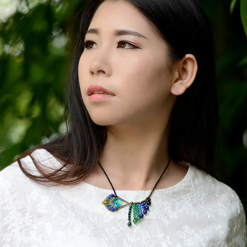 Цветное винтажное ожерелье колье-чокер этнические ювелирные изделия из камня