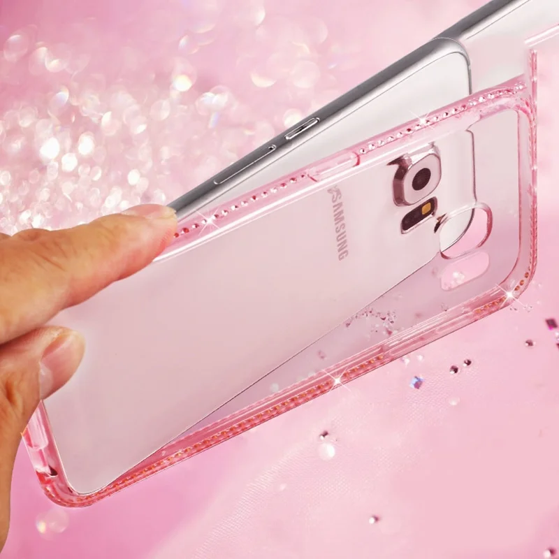 SIXEVE Diamond Phone Case For Samsung S7 Edge S8 S9 + Plus S5 S6 Note 4 5 Ultra-thin Transparent Cover S8+ S9+ Note5 |
