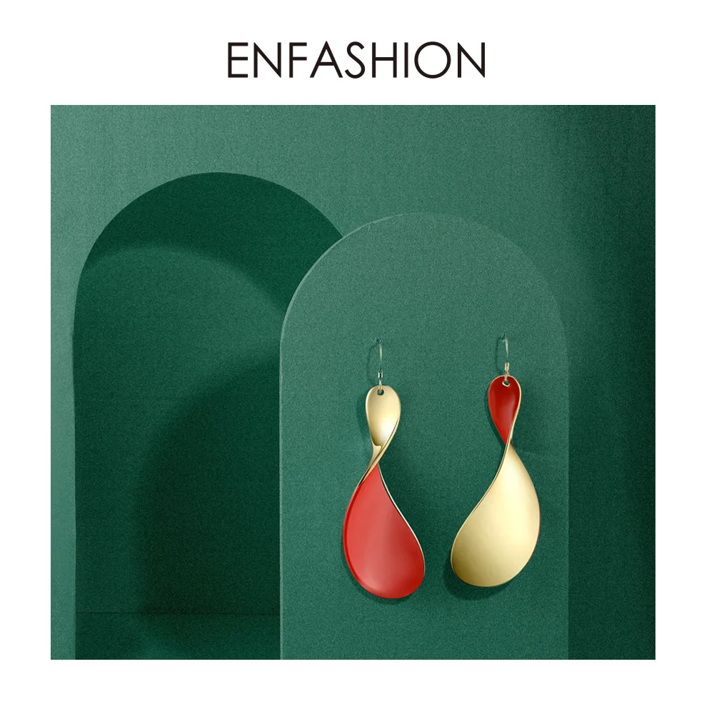Enfashion красные Висячие серьги для женщин золотого цвета, большие длинные висячие серьги, модное ювелирное изделие Oorbellen EC191017