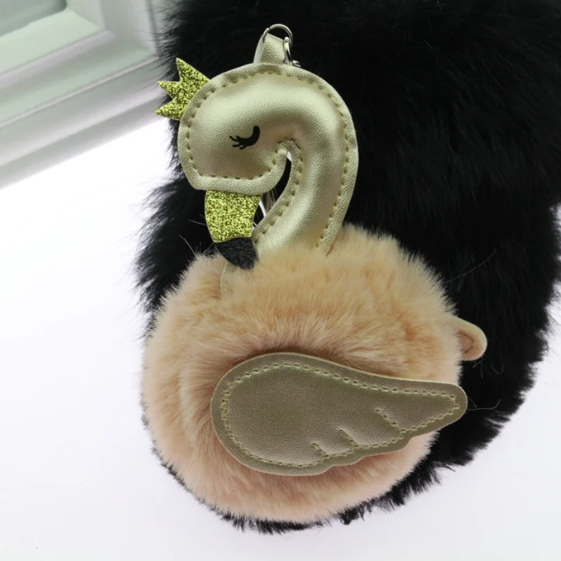 PINXIU Новый Фламинго пушистый помпон porte clef pompom Fourrure для женщин femme Pom брелок ключей