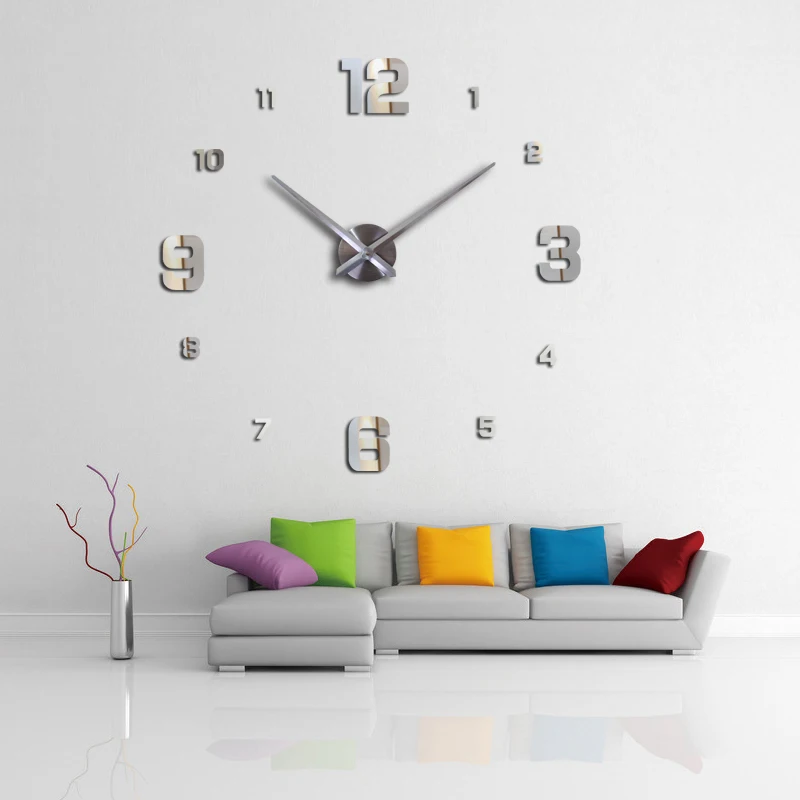 

new fashion diy acrylic mirror wall clock europe 3d big quartz watch still life clocks living room home decoration stickers