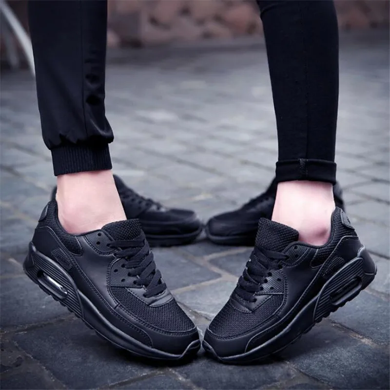 Мужская обувь; кроссовки; дышащие; Tenis Masculino; легкая обувь; красовки; слипоны; Мужская обувь; Adulto Zapatos Hombre; Размеры 35-44 - Цвет: Black Mesh