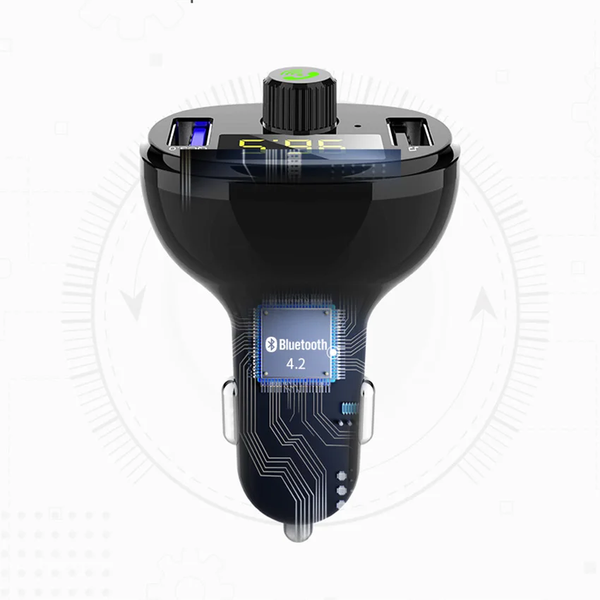 Громкой связи Bluetooth FM передатчик 4 2 USB Авто QC3.0 автомобильное зарядное устройство