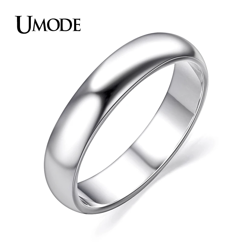 UMODE Полированные обручальные кольца с покрытием из белого золота для мужчин и