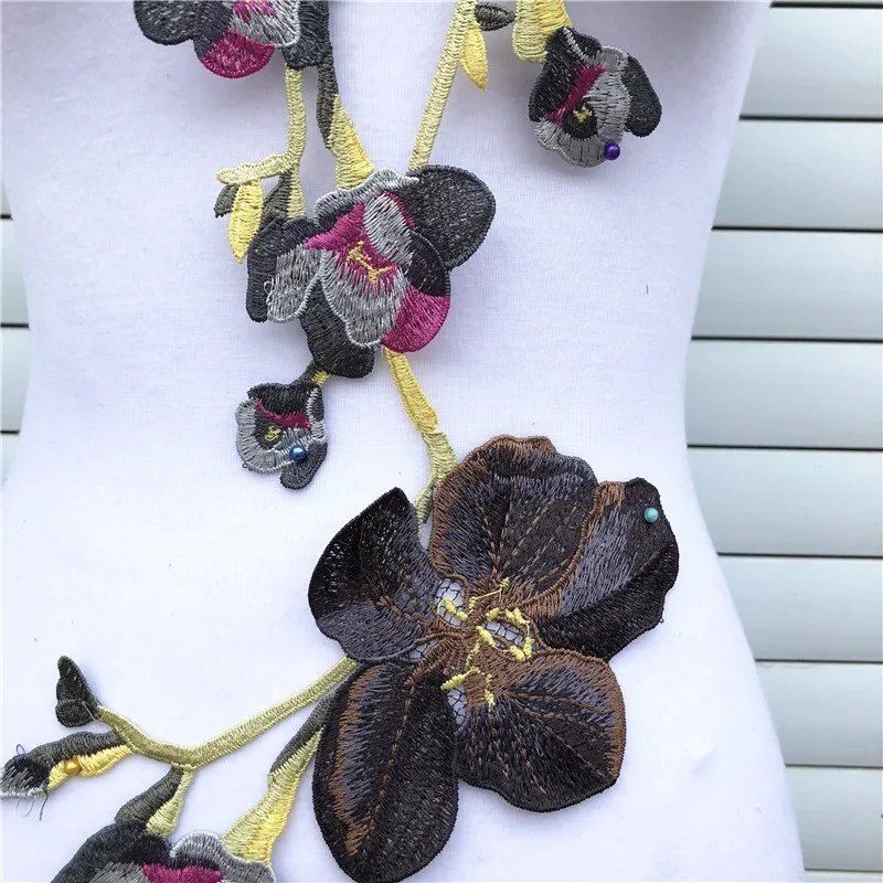 Кружевной вышитый воротник с цветочной вышивкой отделка одежды тканевые