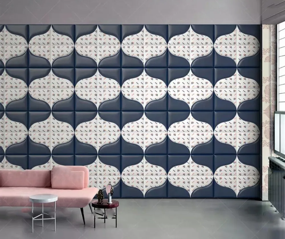 Modern fashion geometric printing leather 3d soft bag background wall