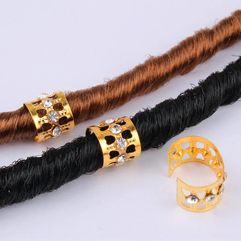 20 шт. золотые стразы косички для волос дредлоки бусины регулируемые на манжетах