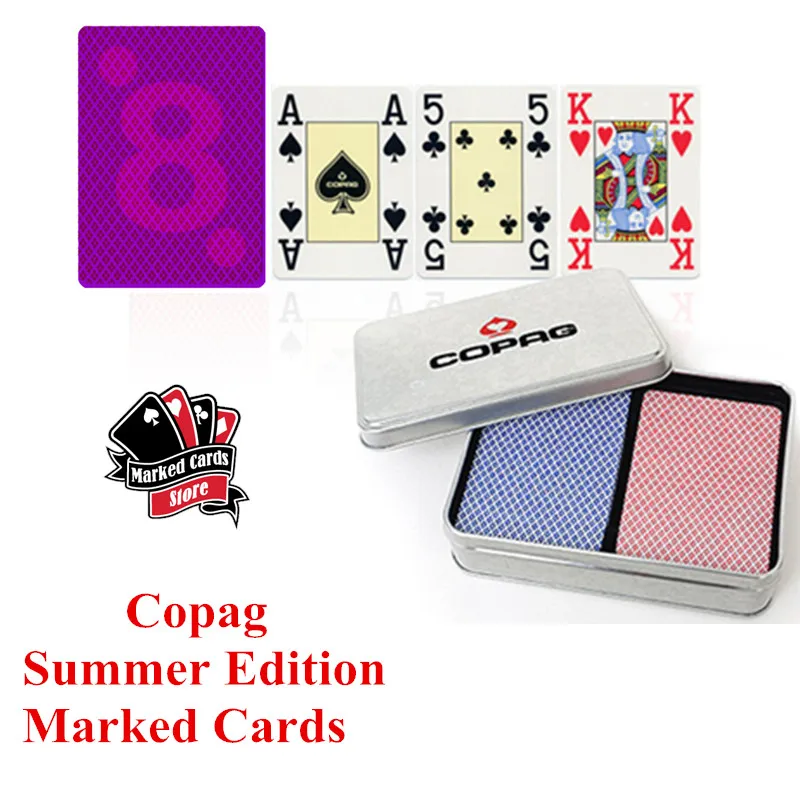 Красно синие покерные карты Copag летнее издание 2 комплекта светящиеся невидимые