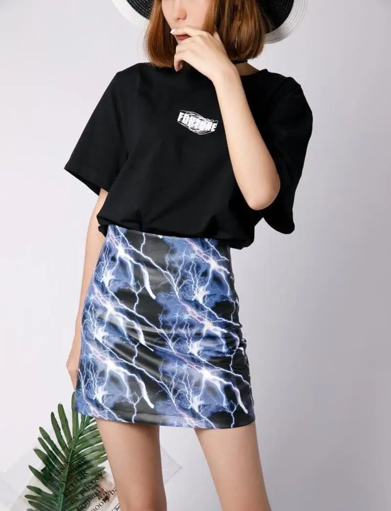 Женские юбки в стиле Харадзюку шикарная мини-юбка из искусственной кожи с