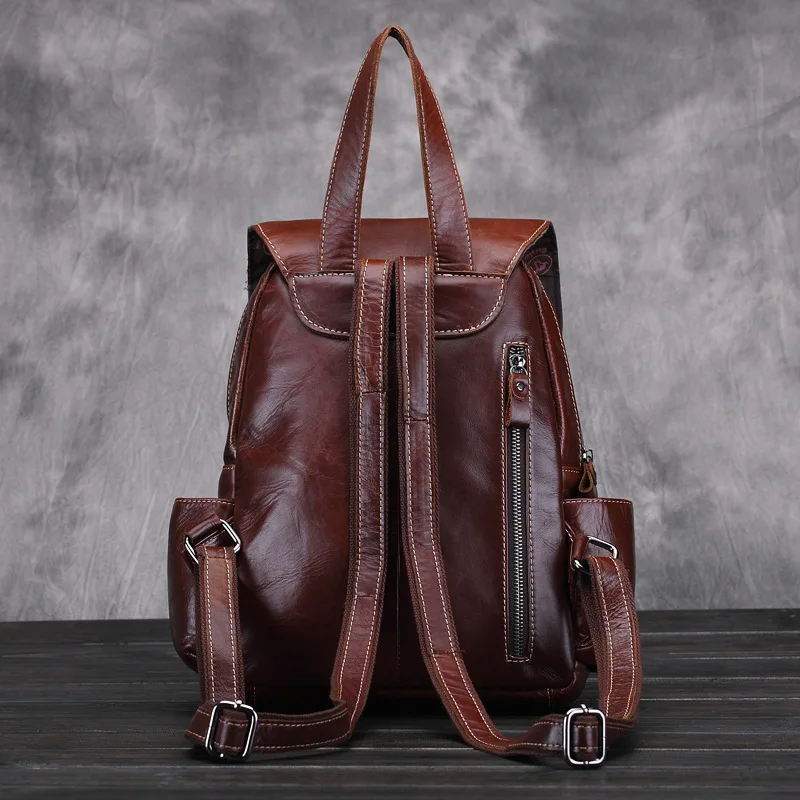 Кожаный рюкзак с двумя молниями и откидной крышкой модная коричневая сумочка для