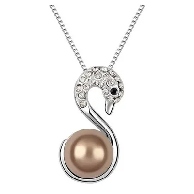 Роскошная Великолепная леди австрийский хрусталь жемчуг кулоны ожерелья Лебедь